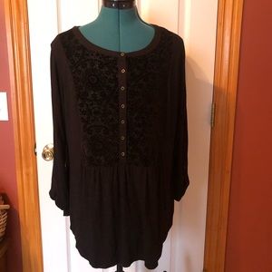 Black with velvet pattern tunic